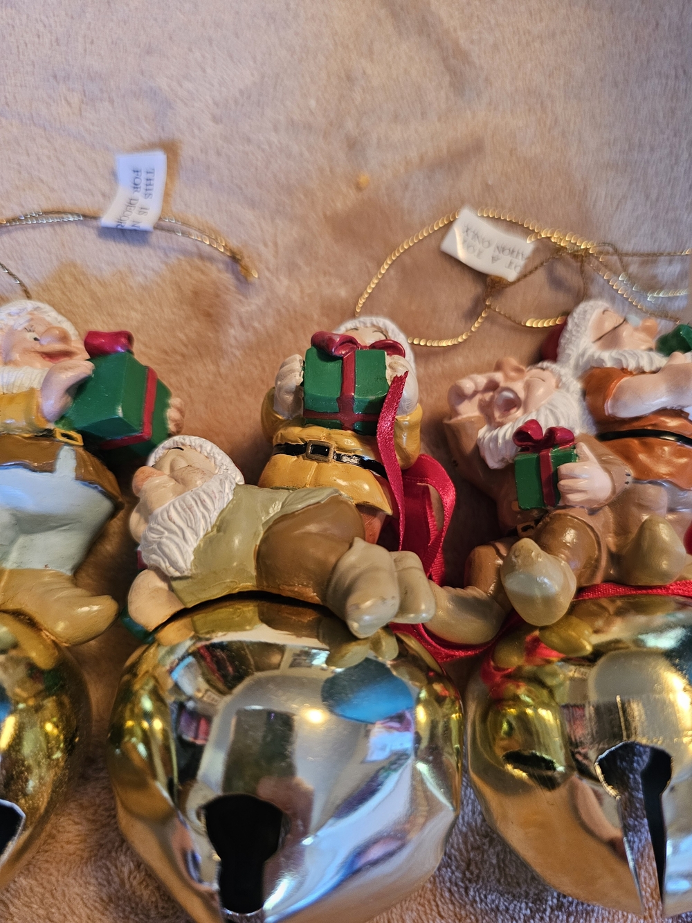 Holiday  Bell Ornaments – Gold Bells with Colorful Dwarfs - Picture 5 of 6